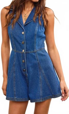 Mustard Seed Flounce Romper In Washed Denim