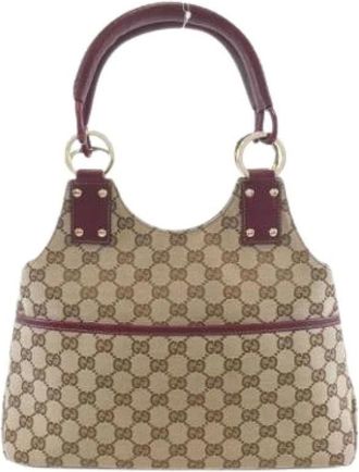 Gucci Pre-owned Handbags, female, Beige, Size: ONE SIZE Pre-owned Canvas Handbag