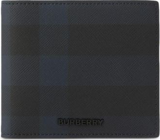Burberry check-print leather wallet - men - Polyurethane/Cotton/Polyester - One Size - Blue