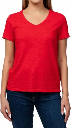 Elliott Lauren Short Sleeve V-Neck Tee In Cherry