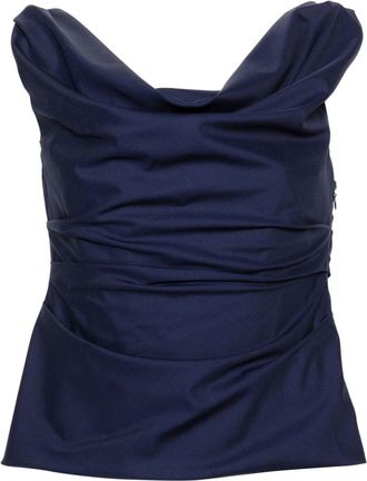 ARMARIUM draped sleeveless wool top - women - Wool/Cotton - 42 - Blue