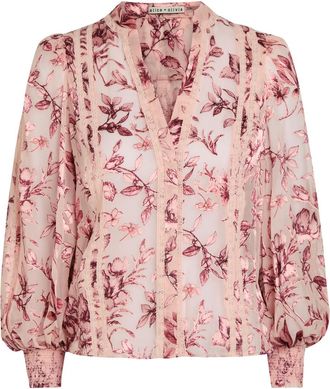 Alice & Olivia Arlette Devor&eacute; Chiffon Blouse - Pink - XL (UK16 / XL)