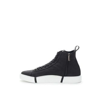 Roberto Cavalli Womens Black Suede Leather High Top Sneakers