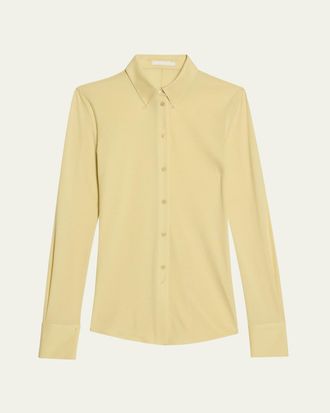 Helmut Lang Button-Front Jersey Shirt