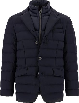 Boggi Milano Jassen, Heren, Blauw, XL, Leer, Donzen Jas