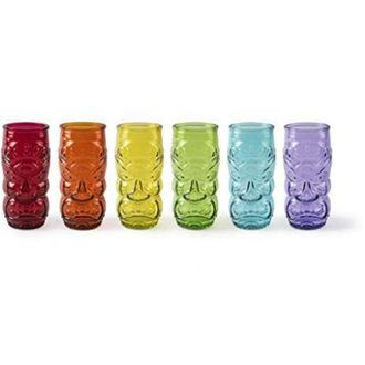 Excelsa Excelsa Tiki Set 6 Bicchieri Multicolor Long Drink 550 ml, Vetro