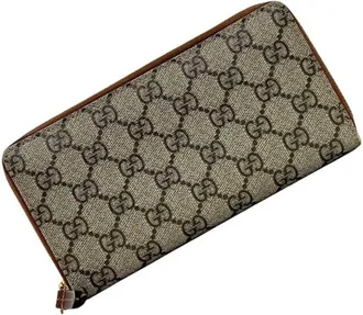 Gucci Beige Brown Pvc Leather Long Wallet (Bi-Fold) (Pre-Owned)