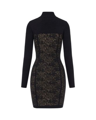 Elisabetta Franchi Womens Mini Dress With Lace Bodice Black Black-Nude Viscose Evening Suits Black/nude