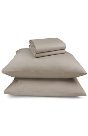 California Design Den Signature Comfort 100% Egyptian Cotton Breatheable Percale Sheet Set in Mushroom Taupe at Nordstrom, Size California King