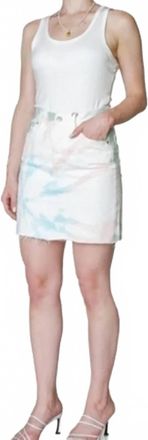 Levi's Tie Dye Deconstructed Denim Skirt In White, Blue