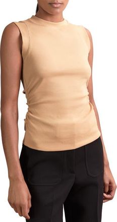 Reiss Trudy Ruched Rib Tank in Camel at Nordstrom, Size X-Small