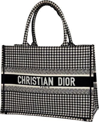 Dior Black White Canvas Handbag Tote Bag (Pre-Owned)