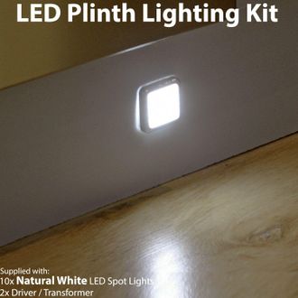 Loops Square LED Plinth Light Kit 10 NATURAL WHITE Spotlights Kitchen Bathroom Panel