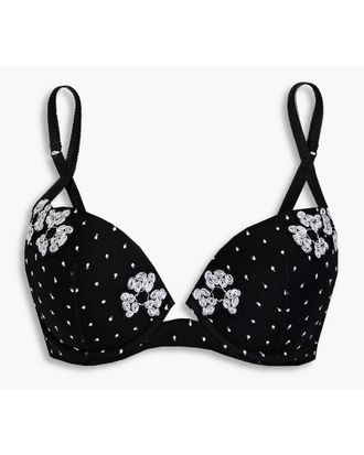 La Perla Embroidered tulle underwired bra - Black