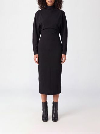 Giorgio Armani Abito midi a tubino drappeggiato in misto seta con collo alto