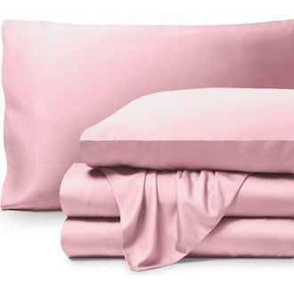 Bare Home Cooling Rayon Sheet Set - Split King in Light Pink at Nordstrom