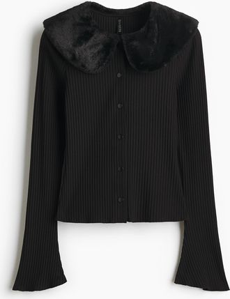 H&M Cardigan mit Kragen - Schwarz