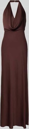 Forever New Neckholder-Abendkleid aus Satin Modell Becca in Schoko, Größe 32