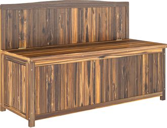 OUTSUNNY Wood Storage Bench for Patio - Outdoor Garden Seating - Brown - Brown | TJ Hughes