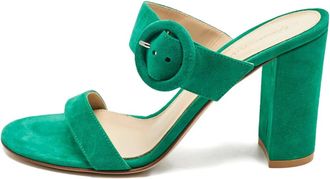 Gianvito Rossi Sandali in pelle scamosciata con fibbia - Verde