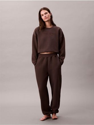 Calvin Klein Womens Quilted Fleece Sleep Jogger - Brown - S