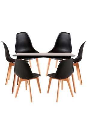 Regalos Miguel Regalos Miguel - Conjuntos De Mesa Y Sillas - Conjunto Mesa Tower Rectangular 120 X 80 Cm Negra Y Pack 6 Sillas Kelen - Negro