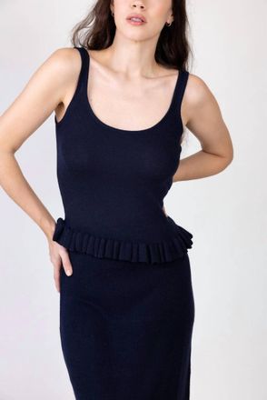 Brandon Maxwell Phoebe Knit Tank Top In Navy