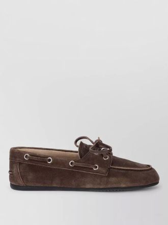 Miu Miu suede loafers eyelet detail rubber sole