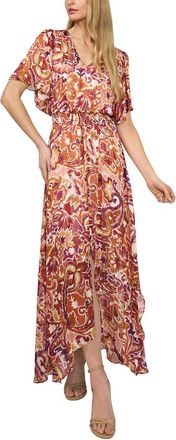 CeCe by Cynthia Steffe Cece Smocked Waist Flutter Sleeve Maxi Dress