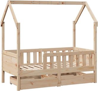 vidaXL Kids Bed Frame with Drawers without Mattress 80x160 cm Solid Wood Vidaxl