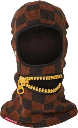 Sprayground Multicolor Rits Mond Gebreide Ski Masker - Heren - Hoeden - Bruin - ONE Size - Accessoires