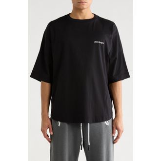 Palm Angels Embroidered Logo Crewneck T-Shirt in Black White at Nordstrom Rack, Size X-Small