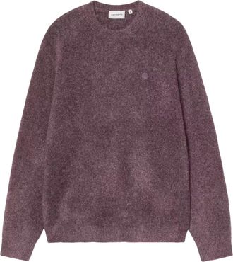Carhartt Work in Progress Textured Burgundy Crew Neck Sweater with Relaxed Fit
