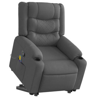 vidaXL Vidaxl Poltrona Alzapersona Massaggi Reclinabile Grigio Scuro Tessuto