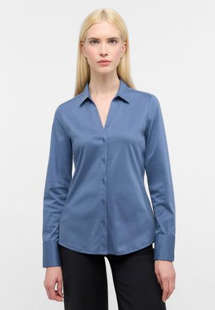 Eterna Hemdbluse ETERNA FITTED, Damen, Gr. 44, indigo, 100% Baumwolle, schmal, Blusen Hemdbluse, EASY IRON (b&uuml;gelleicht)