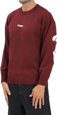 Disclaimer Disclaimer Crew Neck Sweater with Ribbed Details and Bold Graphics