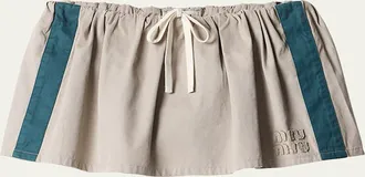 Miu Miu Washed Cotton Twill Pull-On Mini Skirt
