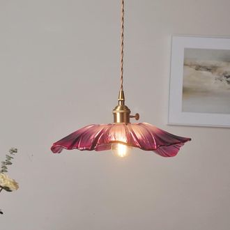 No Brand L&aacute;mpara Colgante Led De Estilo Retro Con Flores De Cristal Morado, Ideal Para Bares, Dormitorios, Hogares E Iluminaci&oacute;n Interior De Porches (bombilla 