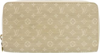 Louis Vuitton Beige Monogram Mini Lin Long Wallet (Bi-Fold) (Pre-Owned)