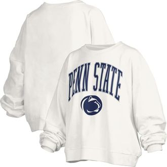 Pressbox Womens Pressbox White Penn State Nittany Lions Janise Arch Over Logo Waist Length Oversized Pullover Sweatshirt at Nordstrom, Size X-Large