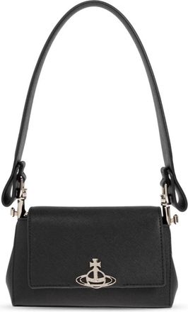 Vivienne Westwood Schoudertas met logoplaatje - Dames - Schoudertassen - Zwart - ONE Size - Leer - Tassen