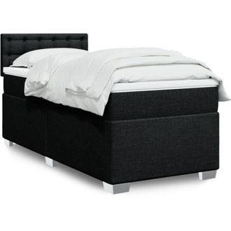 vidaXL Cama Box Spring Con Colch&oacute;n Tela Negro 80x200 Cm Vidaxl