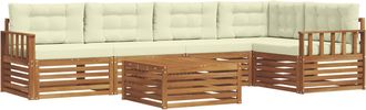 vidaXL Conjunto De Sof&aacute;s De Exterior 6 Uds. Natural Y Crema Vidaxl