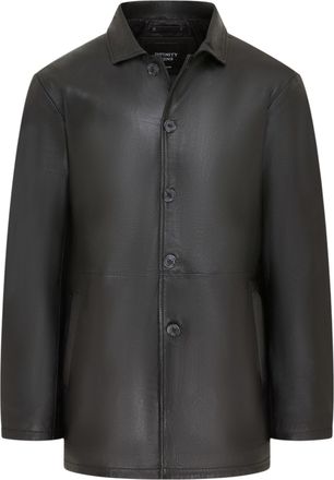 Infinity Leather Mens Black Leather Long Collared Car Coat Jacket - Berry