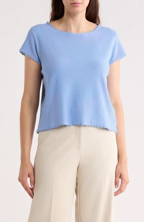 Adrianna Papell Boat Neck Cap Sleeve Seed Stitch Sweater in Classic Blue at Nordstrom Rack, Size X-Large