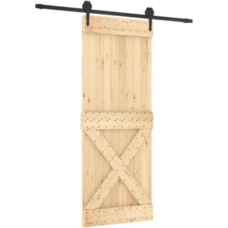 vidaXL Puerta Corredera Con Herrajes Madera Maciza De Pino 80x210 Cm Vidaxl