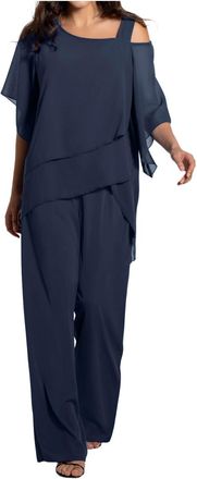 Generic Womens Trouser Suits Elegant Wedding Guest Pants Suit 2 Piece Chiffon Formal Outfit Plus Size Prom Evening Two Piece Trouser Suit Mother of The Bride 