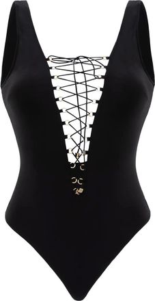 Noire Swimwear Costume intero con lacci - Nero