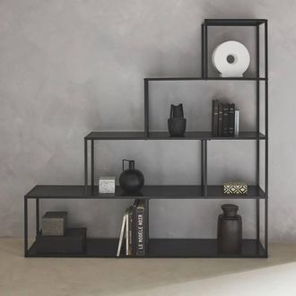 Sweeek 4-shelf Industrial Bookshelf In Black Metal