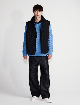 Calvin Klein Mens Leather Wide Leg Chinos - Black - 34